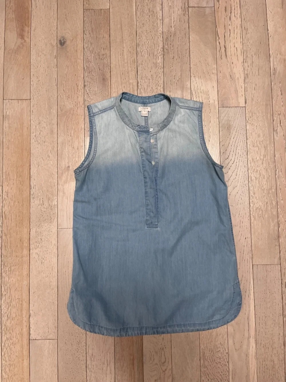 J. Crew Blue Denim Chambray Cotton Sleeveless Blouse Tunic Women’s Size 0